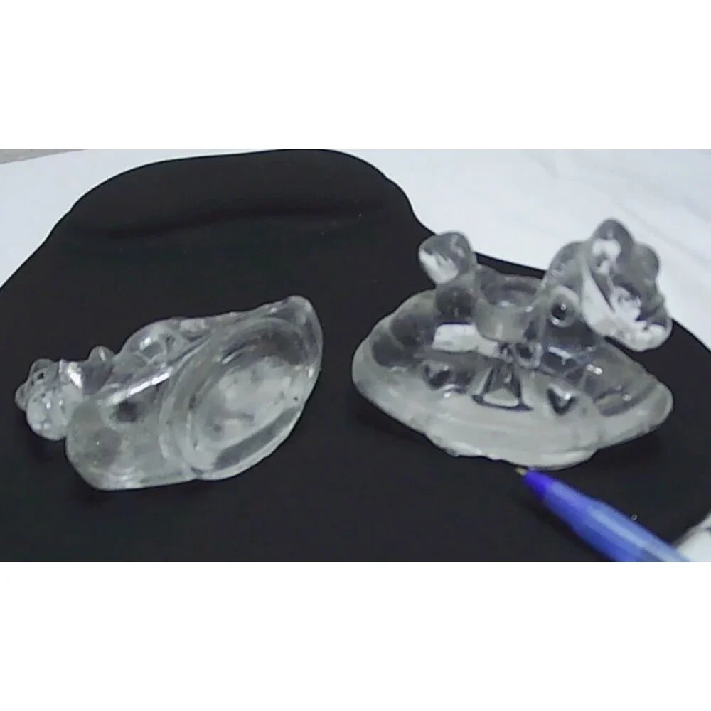Vintage Glass Rocking Horse Candle Holders Clear Decorative Set Of 2 - 3x1x2